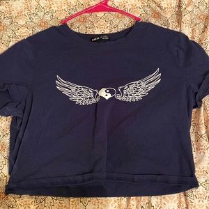 blue yin yang crop top
